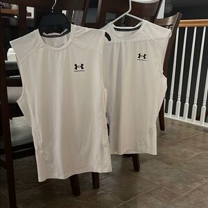 Under Armour White Sleeveless Shirts
